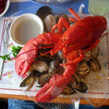 boiled lobster and clams